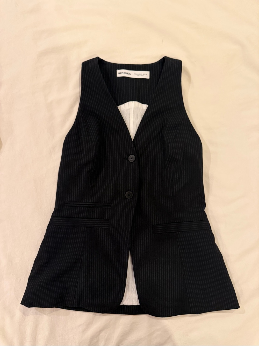 Bershka Black Pinstripe Tailored Vest